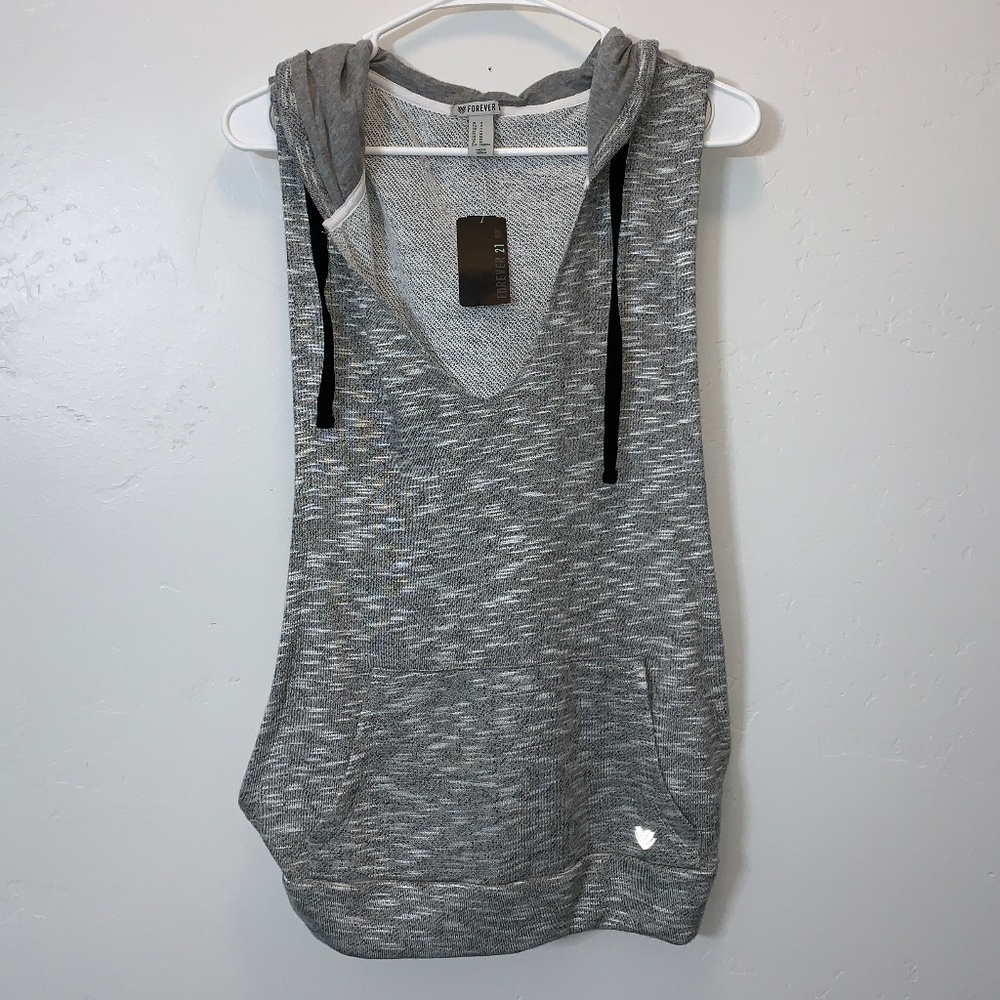 Active Knit Hooded V-Neck Tank Top Size M